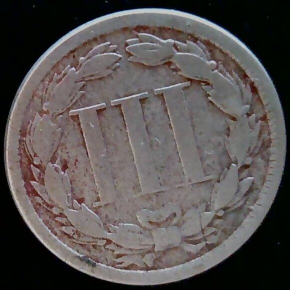 1867 Three 3 Cent Nice, Fine/VF Details - Picture 2 of 3